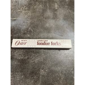 Vintage Oster #203187 Set of 6 Stainless Steel Wood Handled Fondue Forks MCM NEW